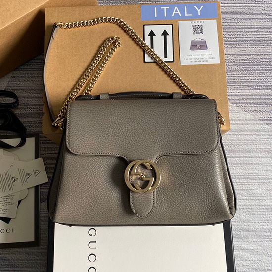 Gucci Zámková Gg Kožená Crossbody Kabelka šedá 510302