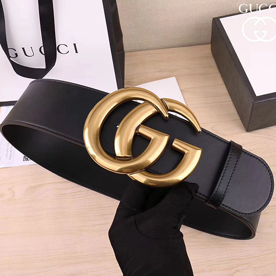 Gucci široký Kožený Pásek S Dvojitým G 453265