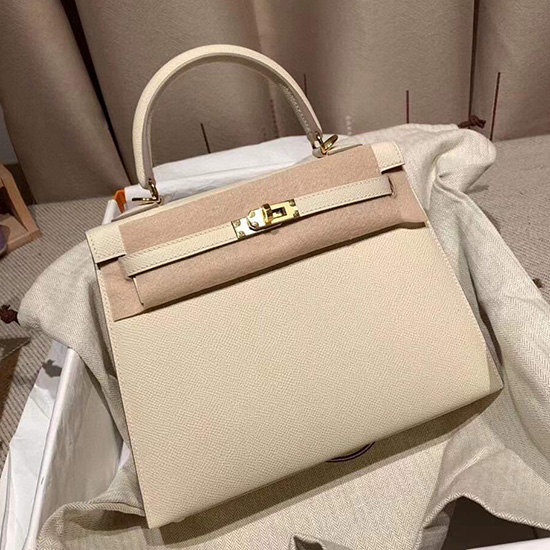 Hermes Epsom Kožená Taška Kelly Bílá Hk283221