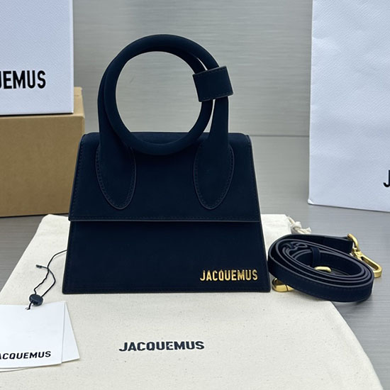 Jacquemus Semišová Le Chiquito Noeud Stočená Kabelka Navy J2023