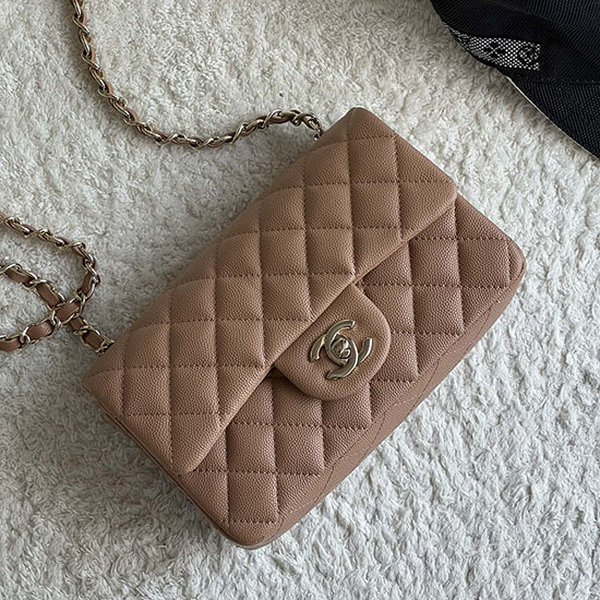 Klasický Chanel Grain Teletina Malá Klopová Taška Nude Cf1116