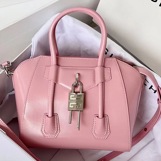 Kožená Brašna Givenchy Mini Antigona Lock Růžová G199115