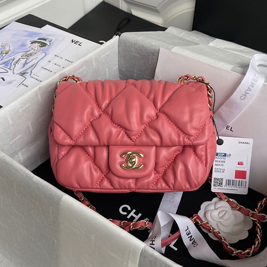 Kožená Chanel Kabelka S Klopou Růžová As2232