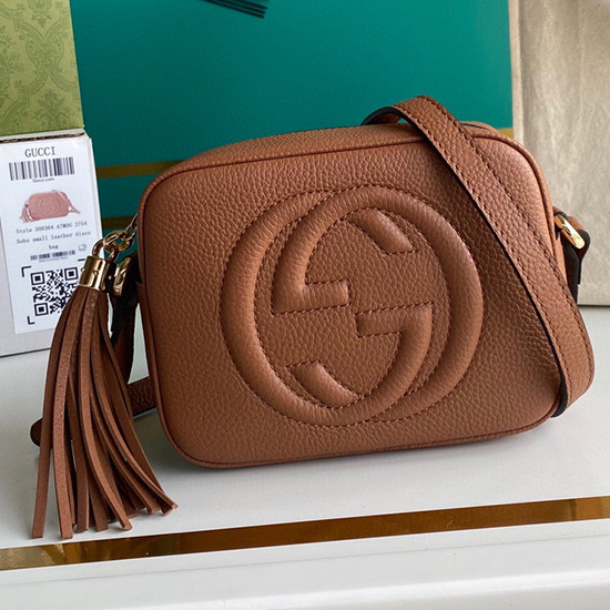 Kožená Disko Taška Gucci Soho Hnědá 308364