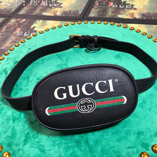 Kožená Kabelka Na Opasek Gucci černá 476434