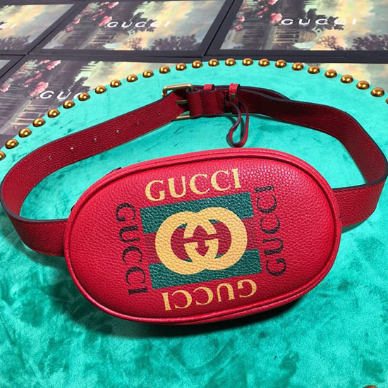 Kožená Kabelka Na Opasek Gucci červená 476434