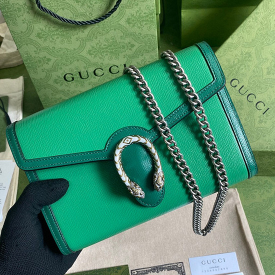 Kožená Mini Kabelka Na řetízek Gucci Dionysus Zelená 401231