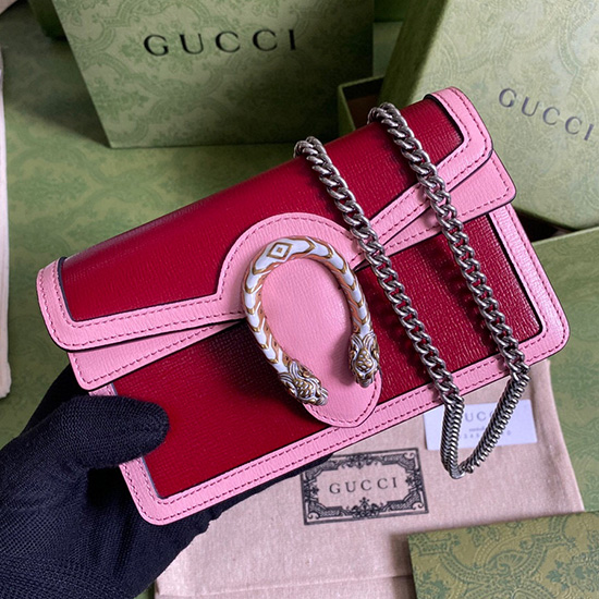 Kožená Mini Kabelka Na řetízek Gucci Dionysus červená 476432