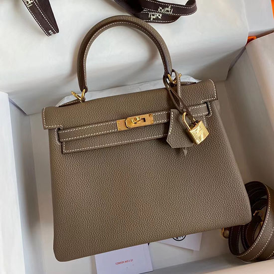 Kožená Taška Kelly Hermes Togo Etoupe Hkt0408