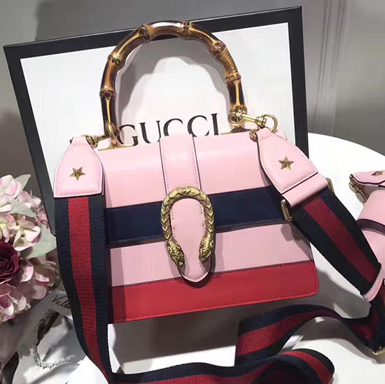 Kožená Taška S Horní Rukojetí Gucci Dionysus Růžová 448075