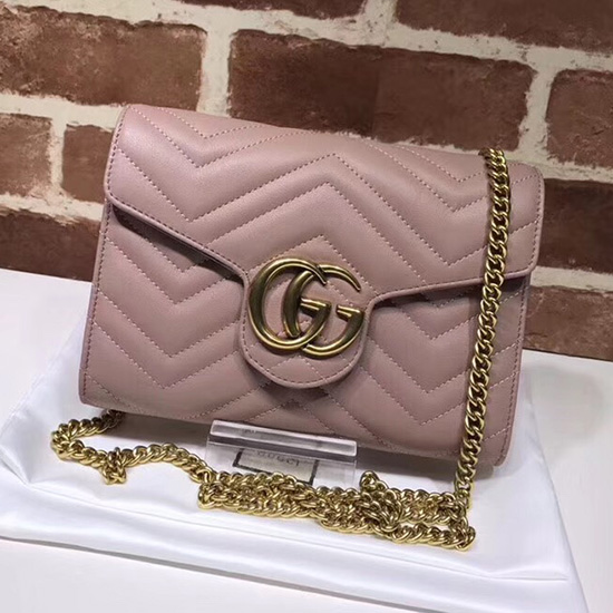 Kožená řetízková Peněženka Gucci Gg Marmont Nahá 474575