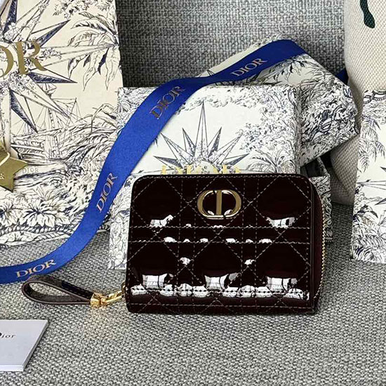 Lady Dior Patent šarlatová Peněženka Vínová S5032