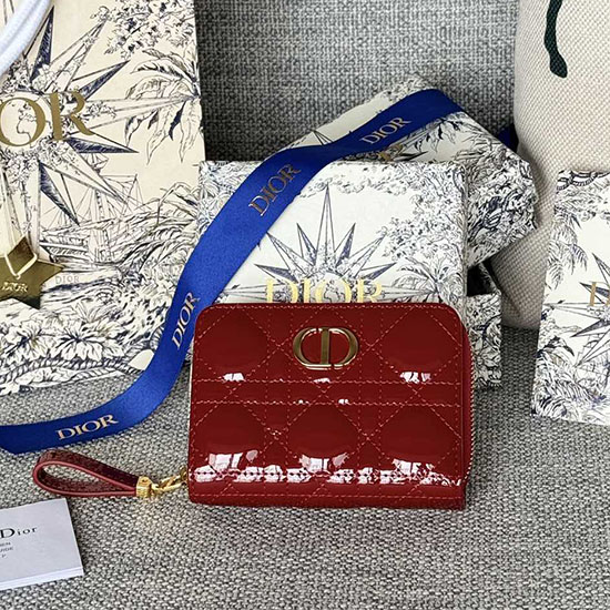 Lady Dior Patent šarlatová Peněženka červená S5032