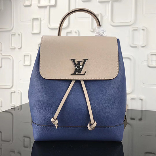 Louis Vuitton Batoh Lockme Z Měkké Telecí Kůže Modrý M41817