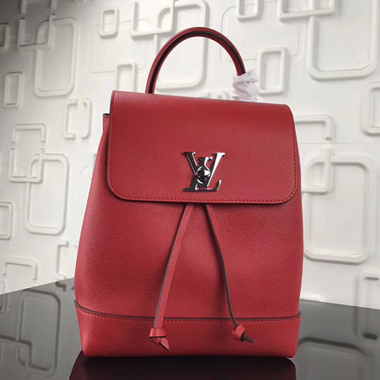 Louis Vuitton Batoh Lockme Z Měkké Telecí Kůže červený M41817