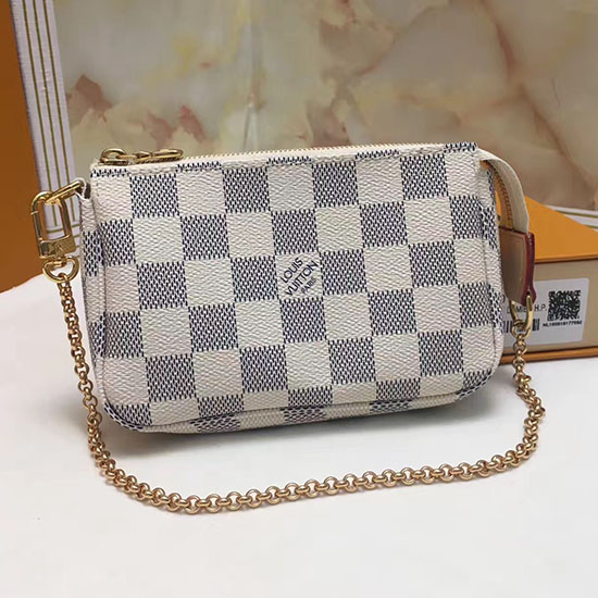 Louis Vuitton Damier Azur Plátno Mini Pochette Příslušenství N58010