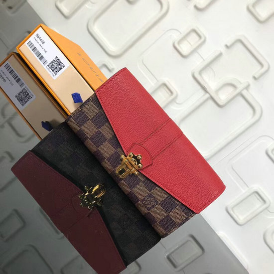 Louis Vuitton Damier Ebene Plátěná Clapton Peněženka červená N64449