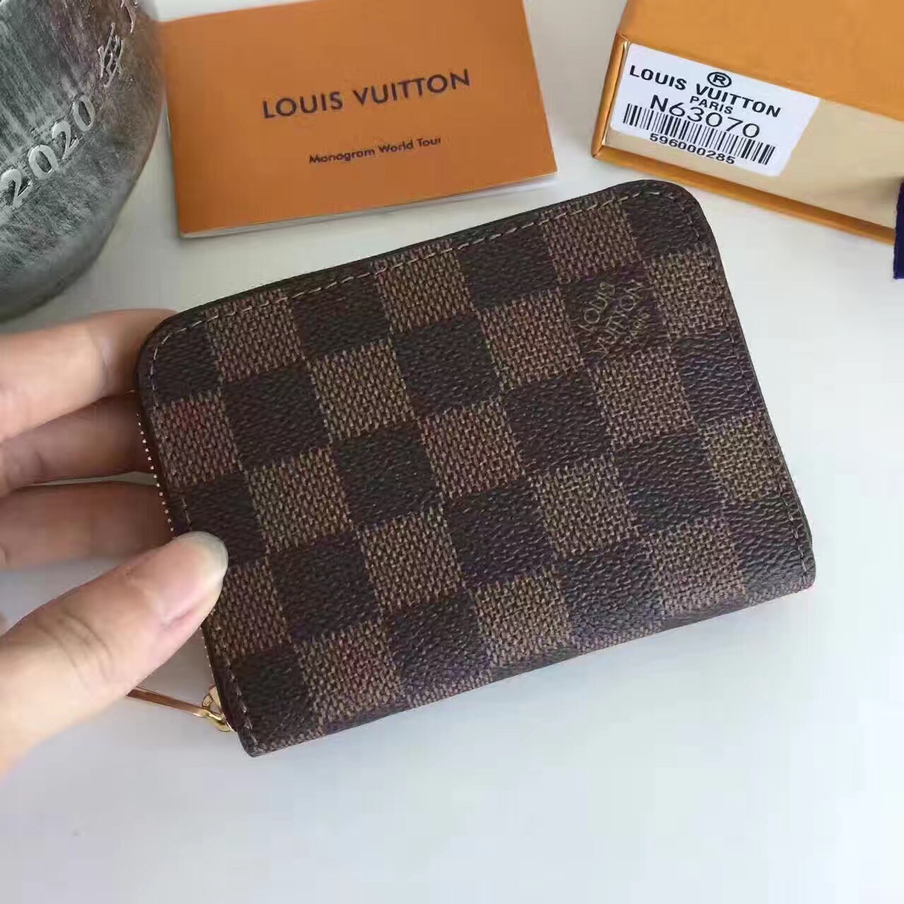 Louis Vuitton Damier Ebene Plátěná Zippy Peněženka Na Mince M60067