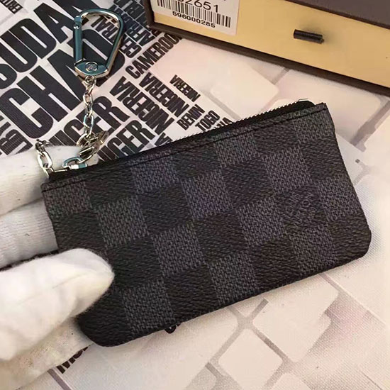 Louis Vuitton Damier Grafitová Plátěná Klíčenka M62650