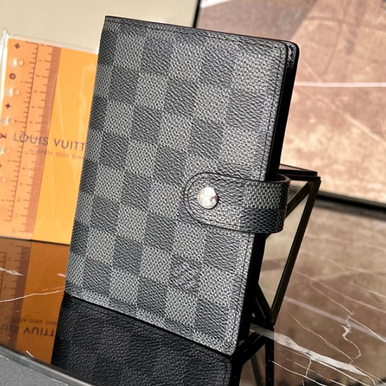 Louis Vuitton Damier Grafitové Plátno Malý Kroužek Agendy Kryt R20005