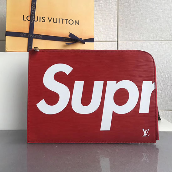 Louis Vuitton Epi Kůže Supreme X Pochette Jour Gm červená M64574