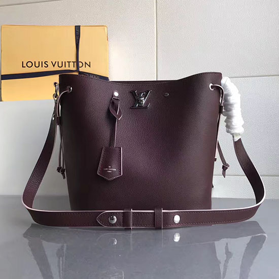 Louis Vuitton Lockme Kbelík Z Měkké Telecí Kůže Bordeaux M54677