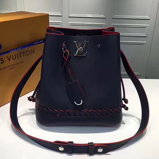 Louis Vuitton Lockme Kbelík Z Měkké Telecí Kůže Modrý M54681