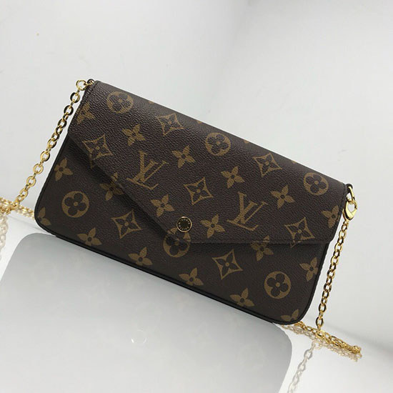 Louis Vuitton Monogram Canvas Felicie řetízková Peněženka Růžová M61276