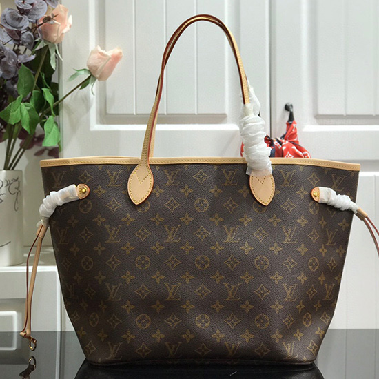 Louis Vuitton Monogram Plátno Neverfull Mm Růžové N41605