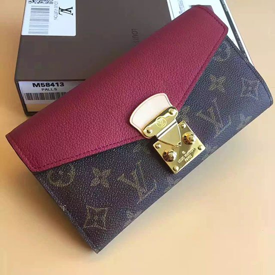 Louis Vuitton Monogram Plátěná Pallas Peněženka Vínová M41948