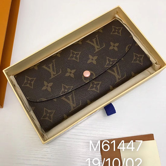 Louis Vuitton Monogram Plátěná Peněženka Emilie Metalická Růžová M60697