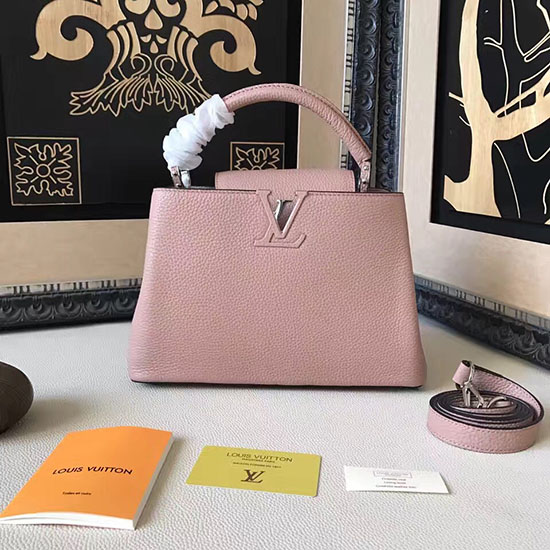 Louis Vuitton Taurillonské Kožené Capucines Pm Růžové M42237