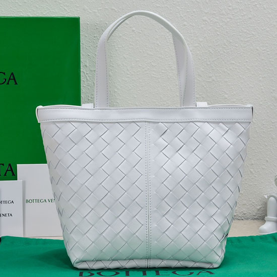 Malá Vyklápěcí Taška Bottega Veneta Bílá 754916