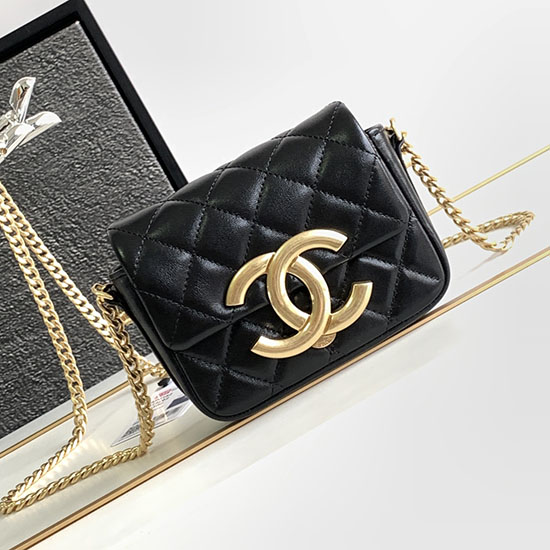 Mini Chanel Taška S Lambskin Klapkou černá As3854