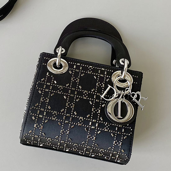 Mini Lady Dior Saténová Taška černá D3330