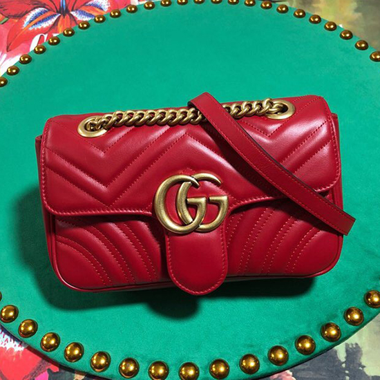 Mini Taška Gucci Gg Marmont Matelasse červená 446744