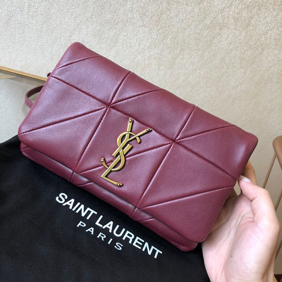 Peněženka S řetízkem Z Jehněčí Kůže Saint Laurent Jamie Bordó 517614