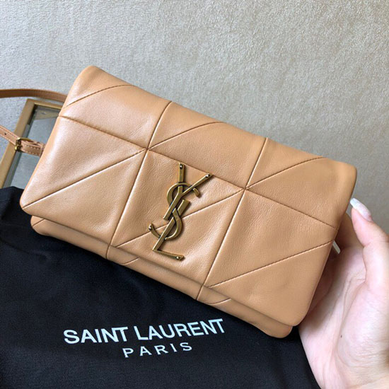 Peněženka S řetízkem Z Jehněčí Kůže Saint Laurent Jamie Béžová 517614