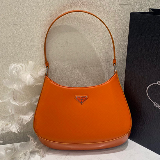 Prada Cleo Taška Přes Rameno Z Broušené Kůže Oranžová 1bc499