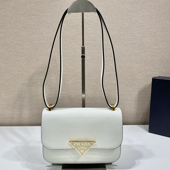 Prada Embleme Saffiano Taška Přes Rameno Bílá 1bd320