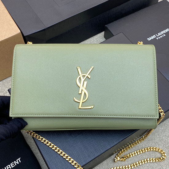 Saint Laurent Kate 24 řetízková Taška Zelená 354021