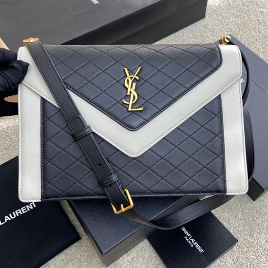 Saint Laurent Lambskin Gaby Brašna černá A Bílá 668863