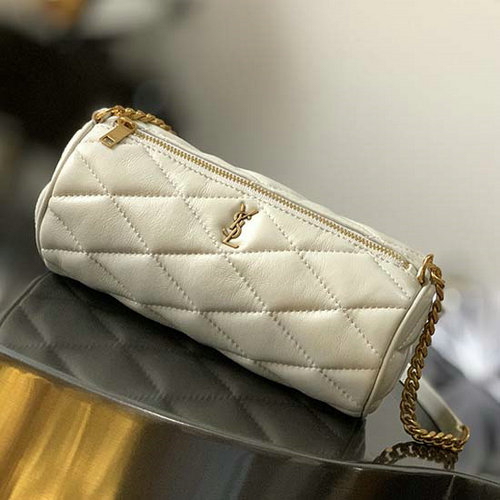 Saint Laurent Lambskin Sad Mini Tube Bag Bílá 699703