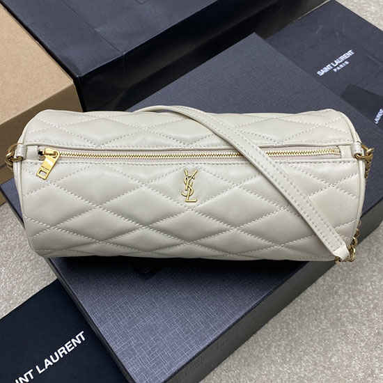 Saint Laurent Lambskin Sad Tube Bag Bílá 712706