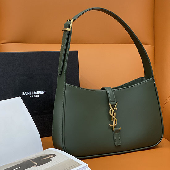 Saint Laurent Monogram Hladká Kožená Taška Tulák Tmavě Zelená 657228