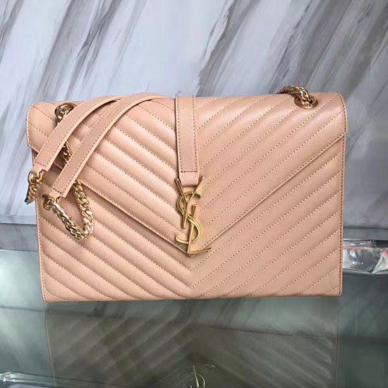 Saint Laurent Monogram Taška Přes Rameno S Velkým Zrnitým řetízkem Béžová Y230310