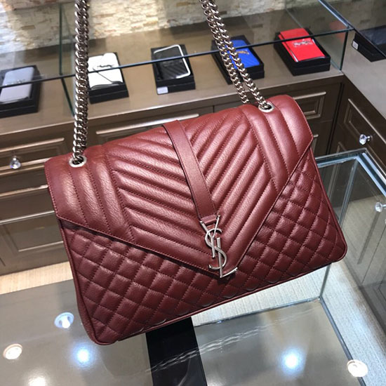 Saint Laurent Monogram Velká řetízková Taška Přes Rameno červená 440115