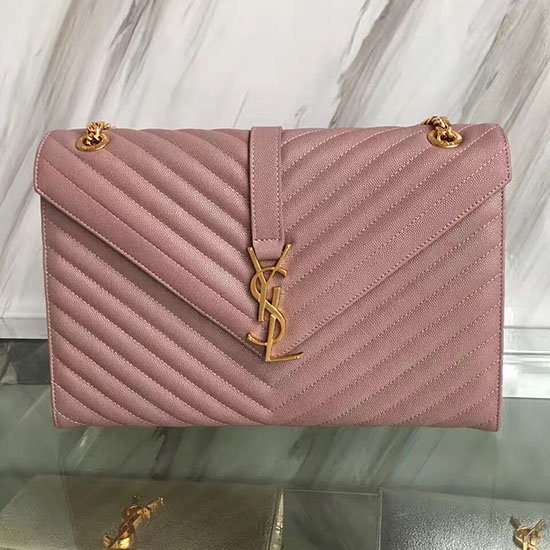 Saint Laurent Monogram Velký Zrnitý řetízek Přes Rameno Růžová Y230310