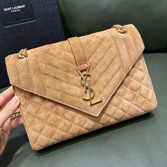 Saint Laurent Semiš Střední Obálka řetízková Taška Camel 487206