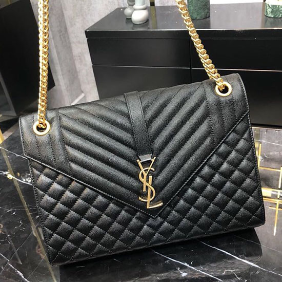 Saint Laurent černá Obálka Velká Taška Se Zlatým Hardwarem 487198